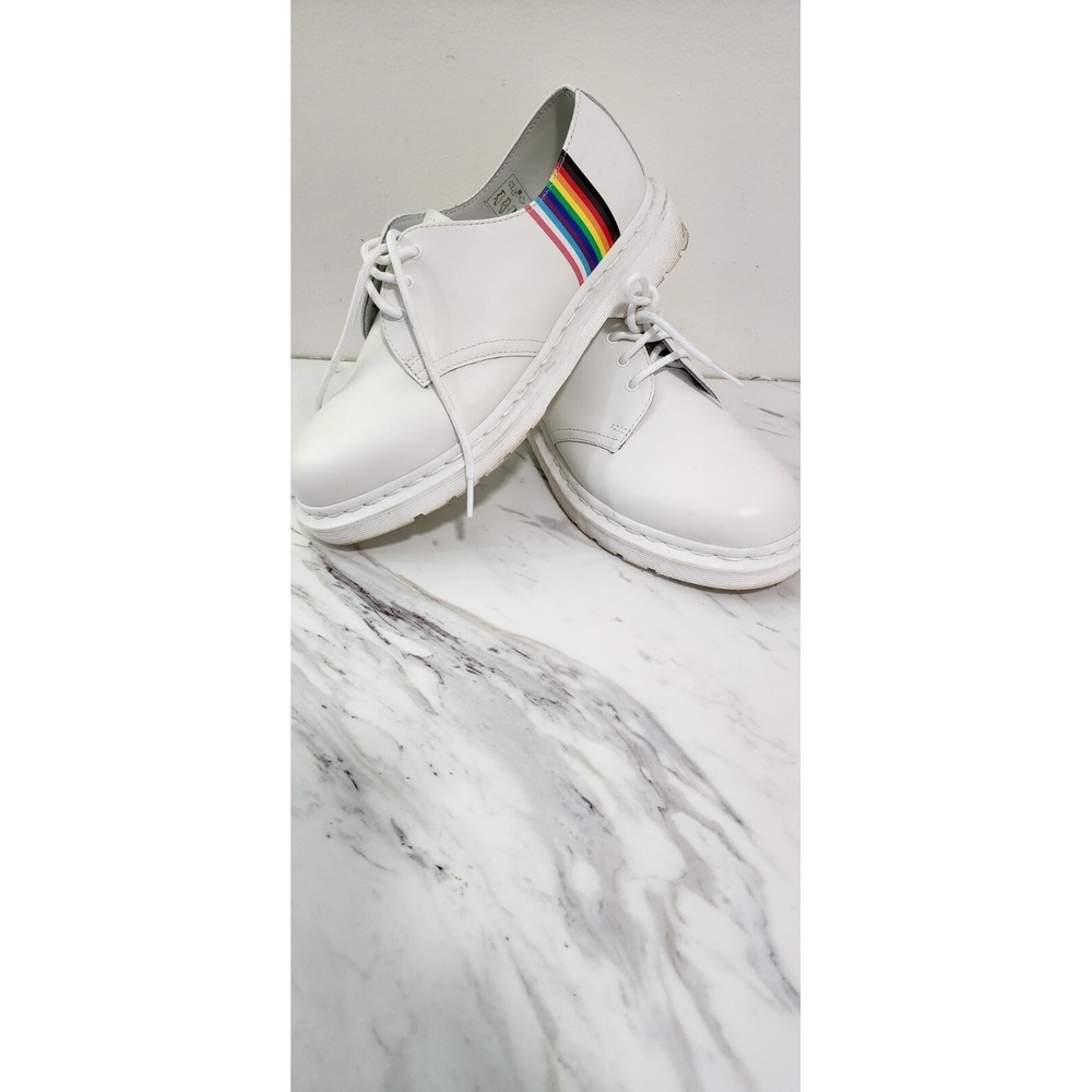 NEW DR MARTENS 27522 White Smooth Leather "PRIDE MONTH" @s1 US MENS 8 WOMENS 9